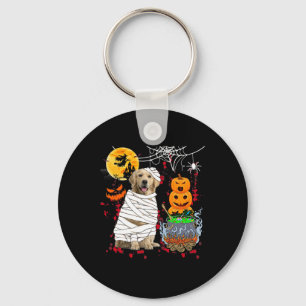 Mummy Golden Retriever Dog Halloween Dog Scary Pum Keychain