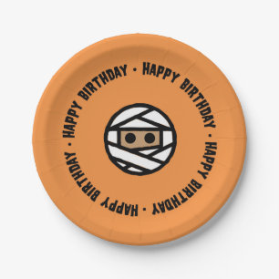 Mummy Halloween Birthday Paper plates