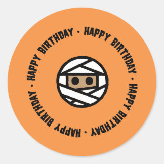 Mummy Halloween Birthday Stickers