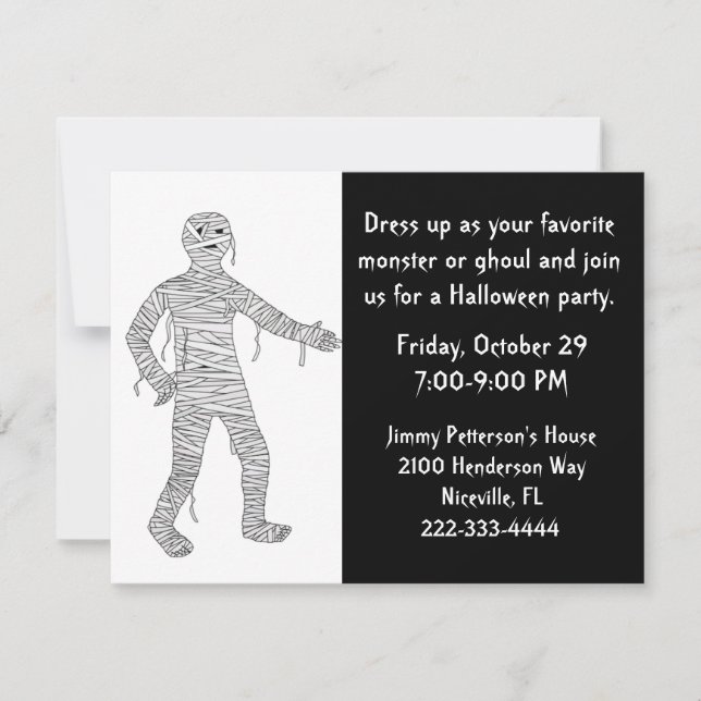 Mummy Halloween Party Invitation (Front)