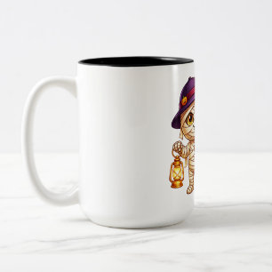 Mummy Lantern Halloween Treasure Two-Tone Coffee Mug