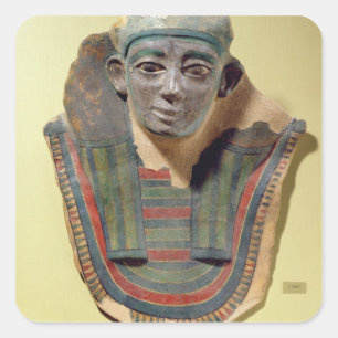 Mummy mask, from Mirgissa (stuccoed and painted pl Square Sticker