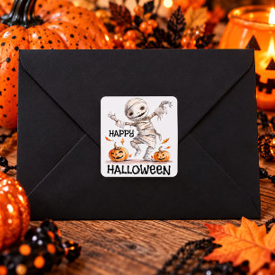 Mummy Moves – A Halloween Hello in Wraps Square Sticker