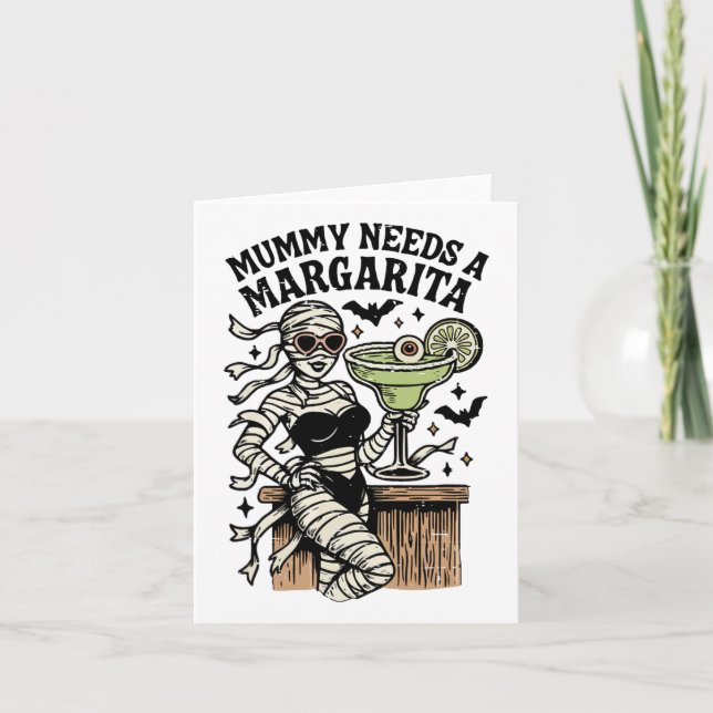 Mummy Needs A Margarita Summer Girly Summerween Ha Card (Front)