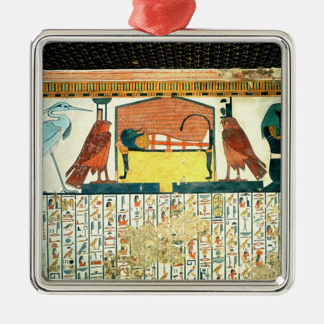 Mummy on a funeral bed with various divinities metal ornament (Front)