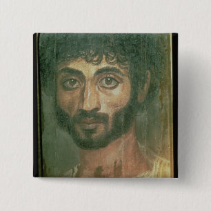Mummy Portrait of a Man, from Fayum, Romano-Egypti 2 Inch Square Button