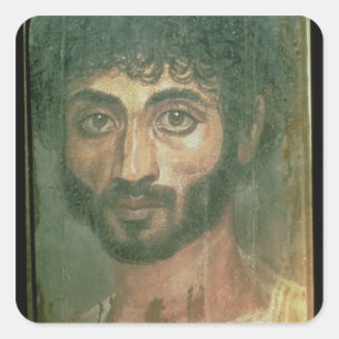 Mummy Portrait of a Man, from Fayum, Romano-Egypti Square Sticker
