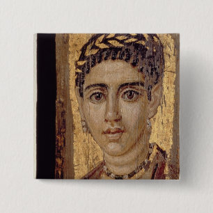 Mummy Portrait of a Woman, from Fayum, Romano-Egyp 2 Inch Square Button