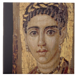 Mummy Portrait of a Woman, from Fayum, Romano-Egyp Tile