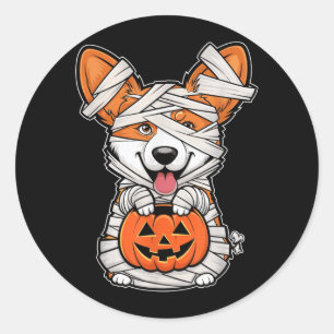 Mummy Pumpkin Halloween Pet Dog Classic Round Sticker