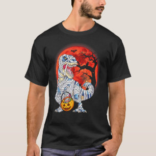 Mummy Pumpkin Scary Boy Dinosaur T Rex Halloween C T-Shirt