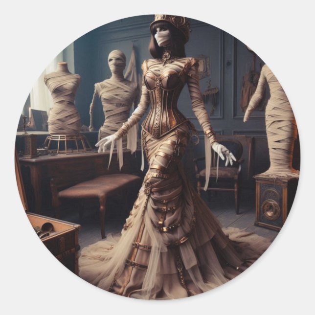 Mummy Queen Steampunk Victorian Gothic Classic Round Sticker (Front)