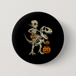 Mummy Skeleton Riding Dinosaur T Rex Kids Boys Men 2 Inch Round Button