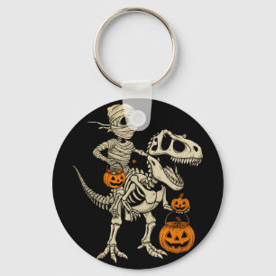 Mummy Skeleton Riding Dinosaur T Rex Kids Boys Men Keychain
