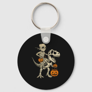 Mummy Skeleton Riding Dinosaur T Rex Kids Boys Men Keychain
