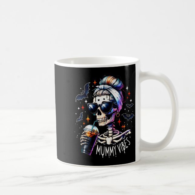 Mummy Vibes Skeleton Coffee Mom Soky Season Hallow Coffee Mug (Right)