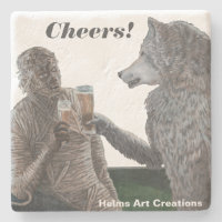 Mummy & Werewolf Drinking Fantasy Barware Coaster