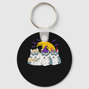 Mummy witch siberian husky dog halloween gift keychain