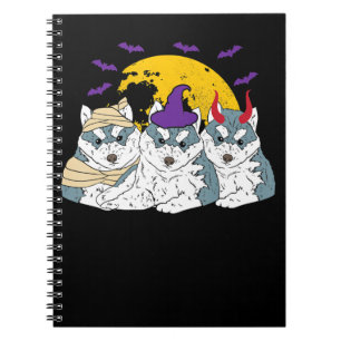 Mummy witch siberian husky dog halloween gift notebook