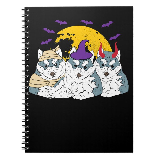 Mummy witch siberian husky dog | halloween gift notebook (Front)