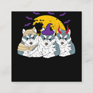 Mummy witch siberian husky dog   halloween gift square business card