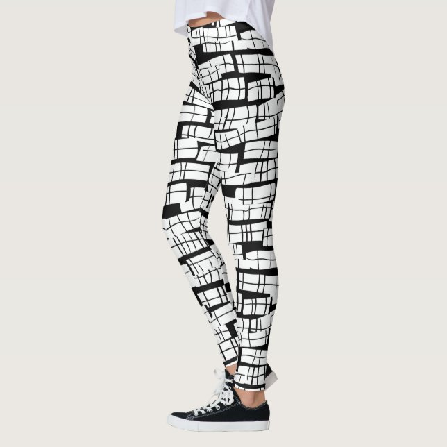 Mummy Wrap Bandages Halloween  White & Black Leggings (Left)