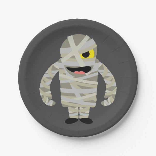 Mummy zombie Halloween Paper Plate (Front)