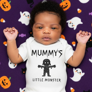 Mummy's Little Monster Funny Halloween Baby Shower Bodysuit