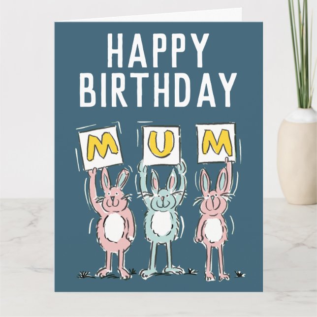 Mum's Birthday with Cute Rabbits Card (Front)