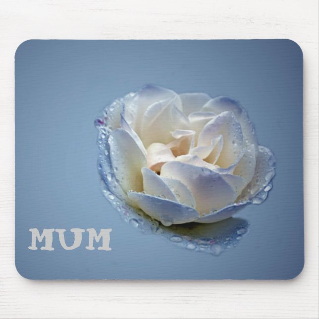 Mums Blue And White Rose Mouse Pad (Front)