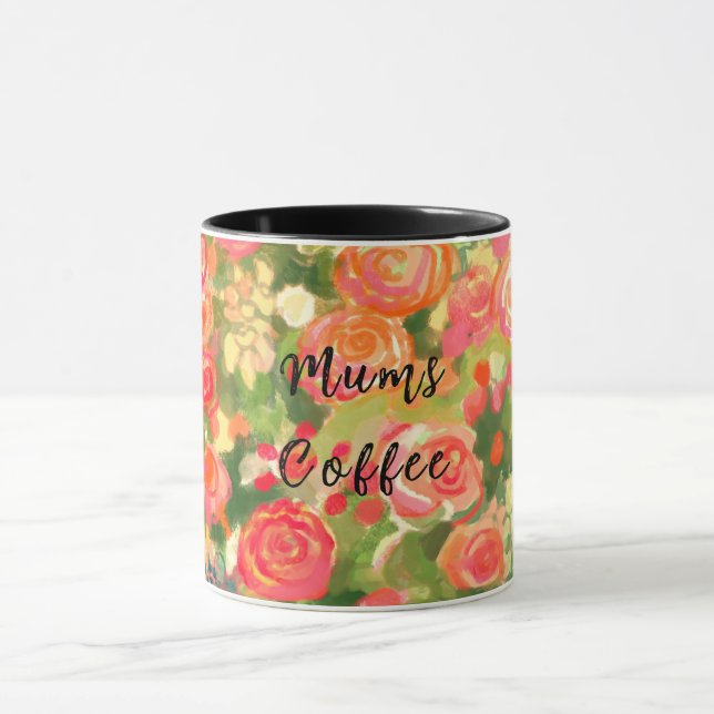 Mums coffee, Floral  Mug (Center)