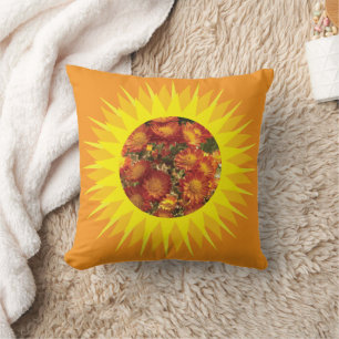 Mums_Sun_Clip Mask Throw Pillow