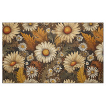 Mums vintages anciens et tissu de marguerites
