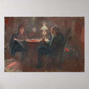 Munch - Around the Paraffin Lamp Poster