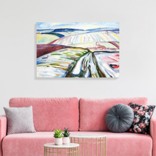 Munch Expressionist Winter Field Snow Art Canvas Print