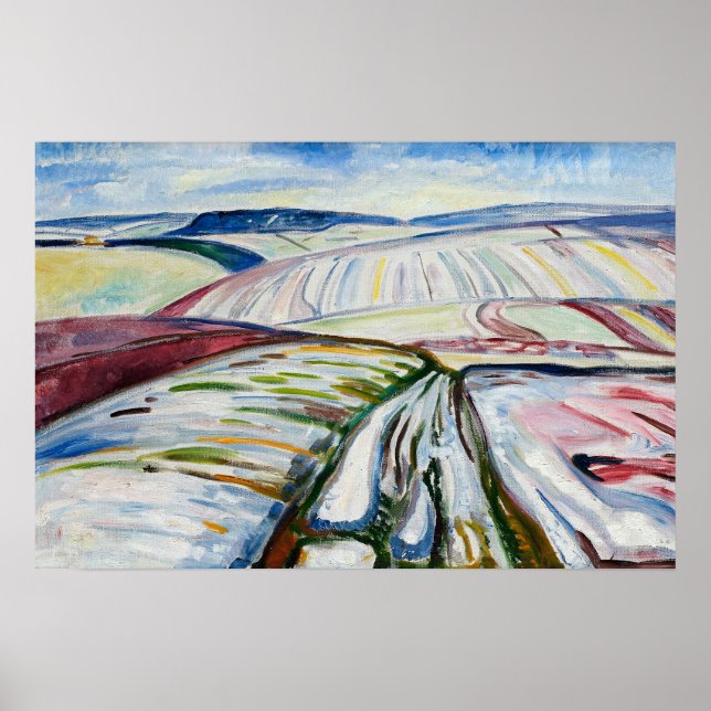 Munch Expressionist Winter Field Snow Art Poster (Front)