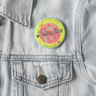 München Bayern Deutschland Retro neon yellow 1 Inch Round Button