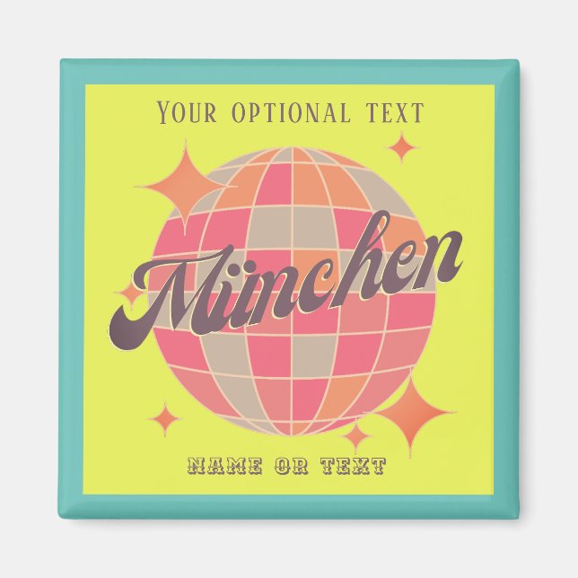 München Bayern Deutschland Retro neon yellow  Magnet (Front)