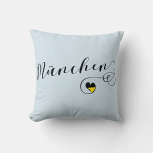 München Heart Throw Pillow,  Munich Bavaria Pillow