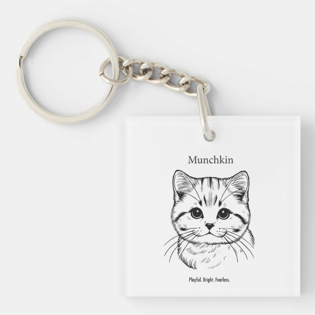 Munchkin Cat Portrait Keychain (Front)