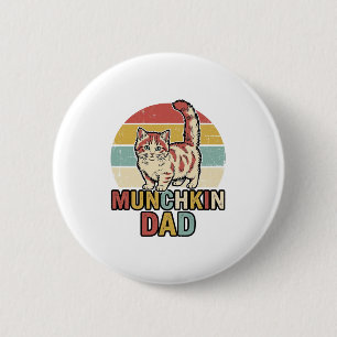 Munchkin Dad Retro Cat Lover Vector Shirt Design_1 2 Inch Round Button
