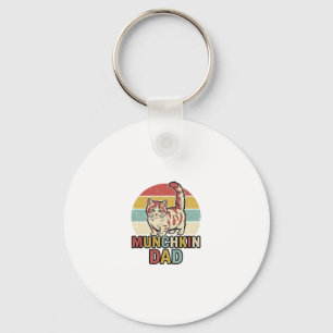 Munchkin Dad Retro Cat Lover Vector Shirt Design_1 Keychain