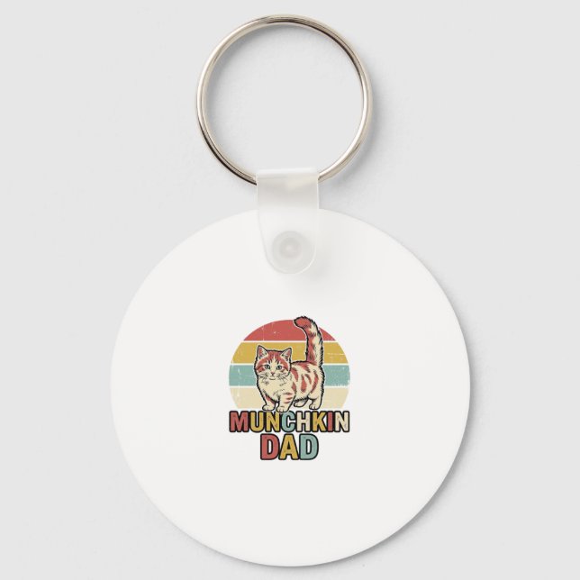Munchkin Dad Retro Cat Lover Vector Shirt Design_1 Keychain (Front)