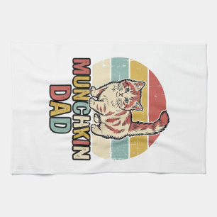 Munchkin Dad Retro Cat Lover Vector Shirt Design_1 Kitchen Towel