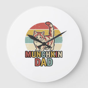 Munchkin Dad Retro Cat Lover Vector Shirt Design_1 Large Clock
