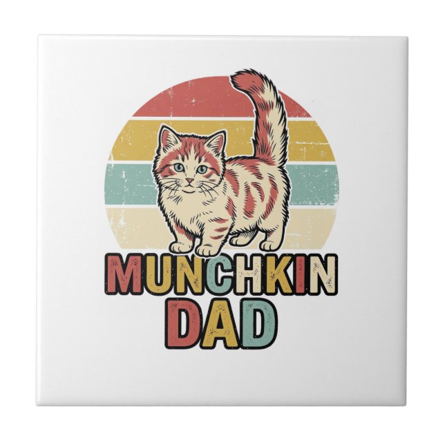 Munchkin Dad Retro Cat Lover Vector Shirt Design_1 Tile (Front)