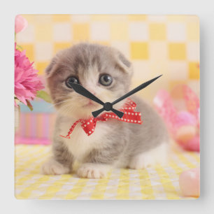 Munchkin Kitten Square Wall Clock