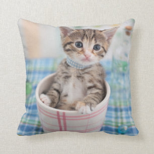 Munchkin Kitten With Pretty Ribbon Throw Pillow