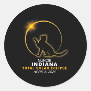 Muncie 2024 Total Solar Eclipse Classic Round Sticker