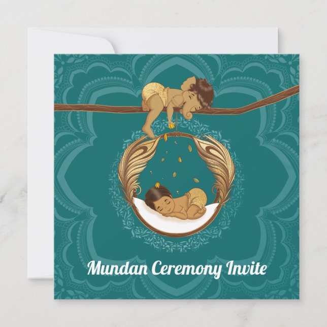 Mundan sanskaar cérémonie invitation pour un garço (Devant)